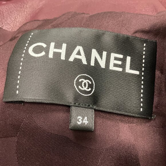 Chanel Black / Burgundy Belted Zip-front Leather Jacket - Picture 4 of 6
